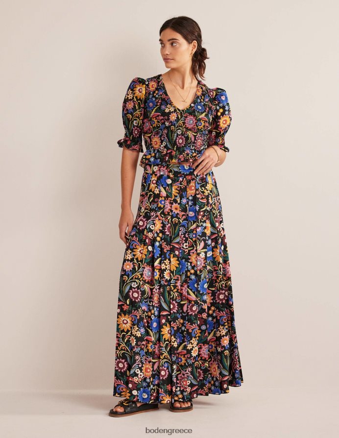 μαύρο & γαρδένια ποπ είδη ένδυσης smocked μπούστο crop top Boden γυναίκες 464PH81704