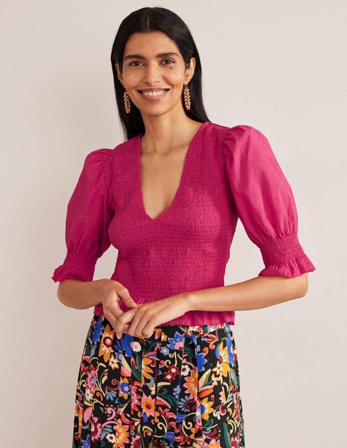 εικονικό ροζ είδη ένδυσης smocked μπούστο crop top Boden γυναίκες 464PH81881