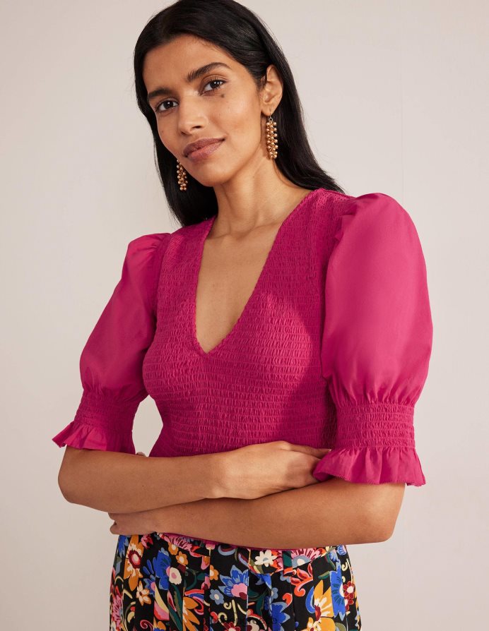 εικονικό ροζ είδη ένδυσης smocked μπούστο crop top Boden γυναίκες 464PH81881