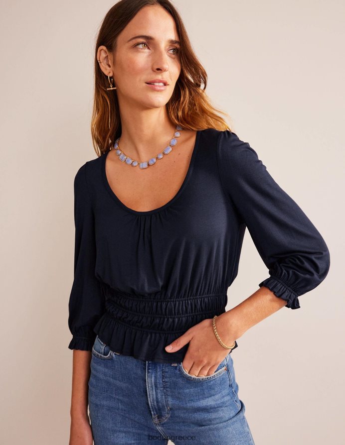 ΠΟΛΕΜΙΚΟ ΝΑΥΤΙΚΟ είδη ένδυσης smocked jersey peplum top Boden γυναίκες 464PH8103