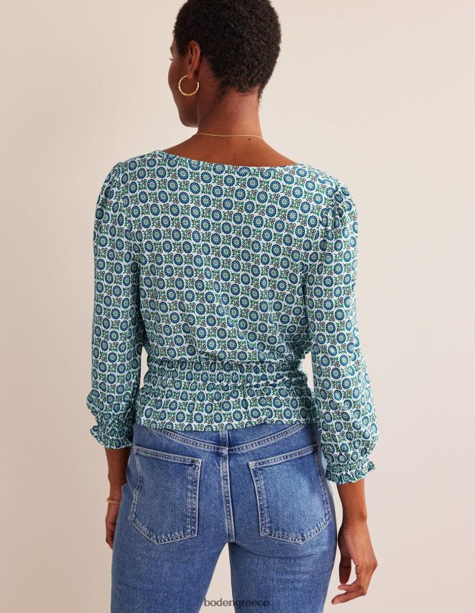 γαλάζιο του Αιγαίου & ηλιοτρόπιο άνοιξη είδη ένδυσης smocked jersey peplum top Boden γυναίκες 464PH8110