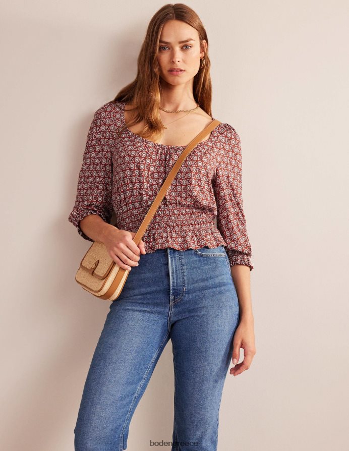 άνοιξη ντομάτας & ηλίανθου είδη ένδυσης smocked jersey peplum top Boden γυναίκες 464PH894