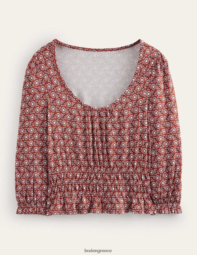 άνοιξη ντομάτας & ηλίανθου είδη ένδυσης smocked jersey peplum top Boden γυναίκες 464PH894