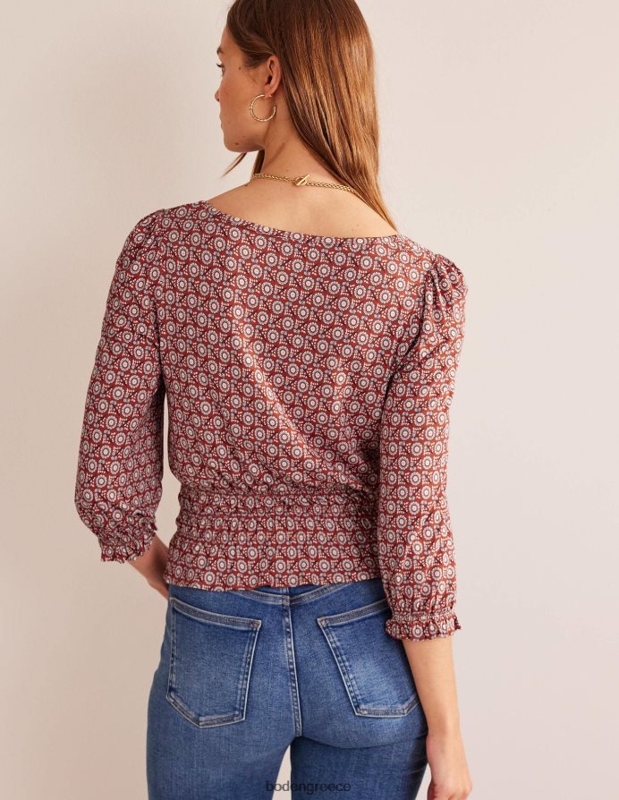 άνοιξη ντομάτας & ηλίανθου είδη ένδυσης smocked jersey peplum top Boden γυναίκες 464PH894