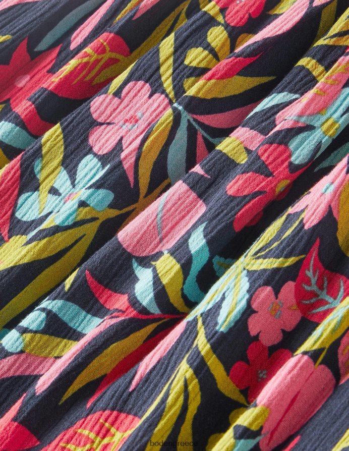 γαλλικό ναυτικό και τροπικό φύλλωμα είδη ένδυσης λάιλα εμπριμέ smocked top Boden γυναίκες 464PH81972