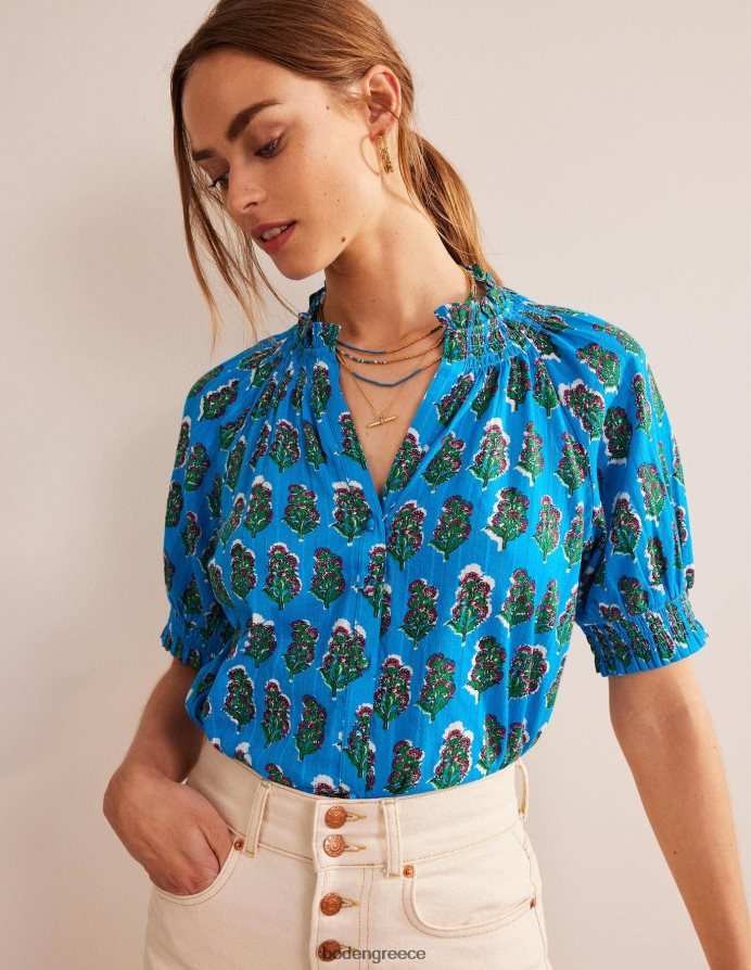 πολύτιμος λίθος & χειροτεχνική άνθιση είδη ένδυσης smocking λεπτομέρεια όμορφη κορυφή Boden γυναίκες 464PH81463