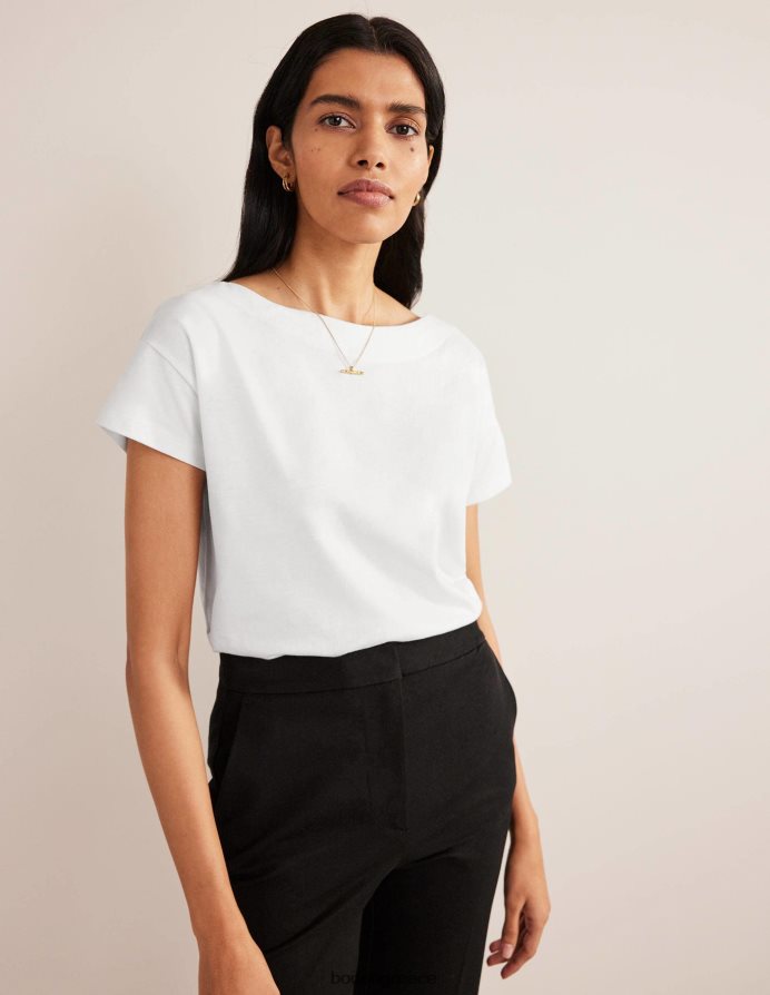 άσπρο είδη ένδυσης supersoft μπλουζάκι με λαιμόκοψη Boden γυναίκες 464PH8153