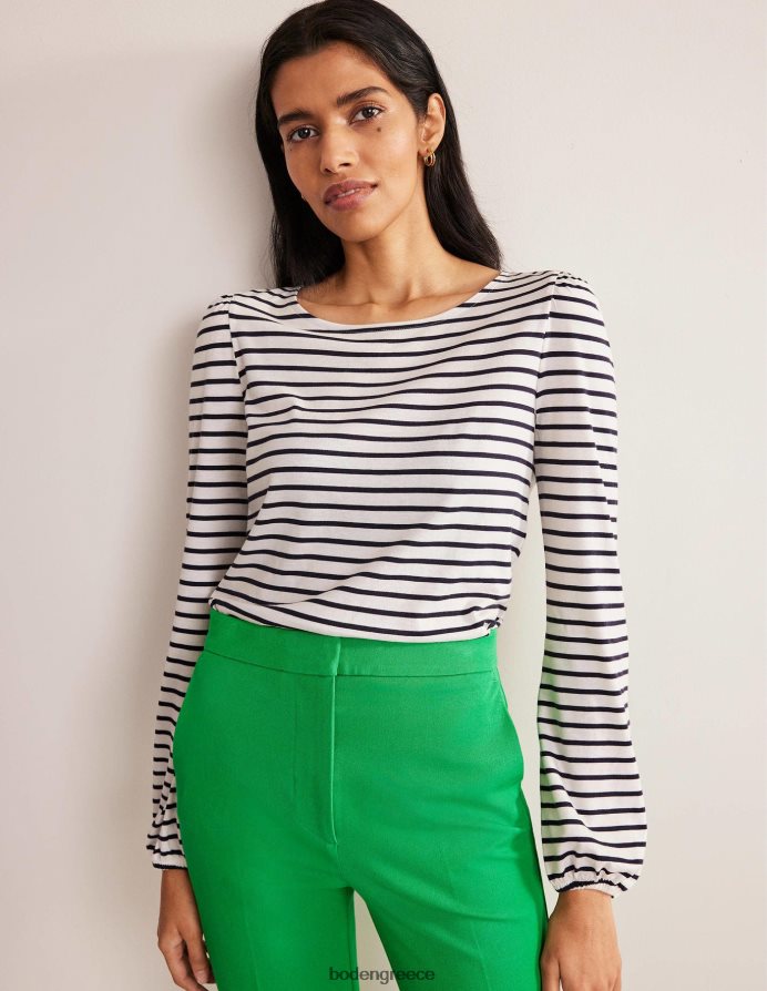 ιβουάρ/ναυτική ρίγα είδη ένδυσης supersoft μακρυμάνικο μπλουζάκι Boden γυναίκες 464PH82278