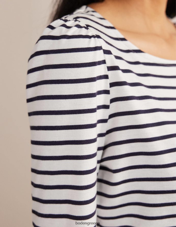 ιβουάρ/ναυτική ρίγα είδη ένδυσης supersoft μακρυμάνικο μπλουζάκι Boden γυναίκες 464PH82278