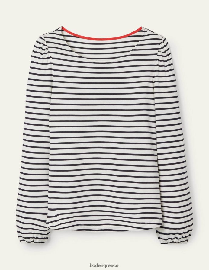 ιβουάρ/ναυτική ρίγα είδη ένδυσης supersoft μακρυμάνικο μπλουζάκι Boden γυναίκες 464PH82278