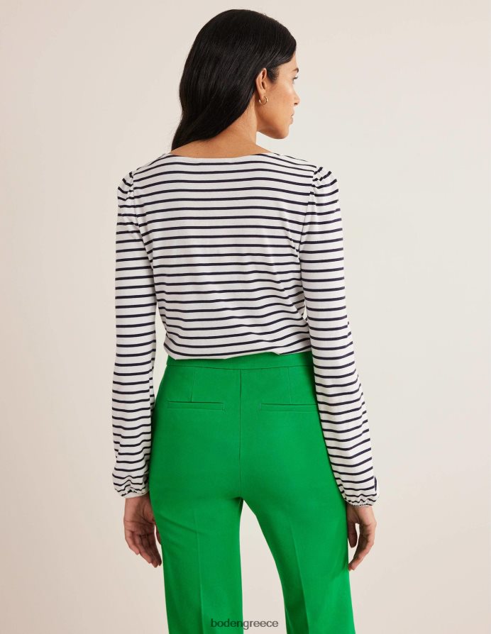 ιβουάρ/ναυτική ρίγα είδη ένδυσης supersoft μακρυμάνικο μπλουζάκι Boden γυναίκες 464PH82278