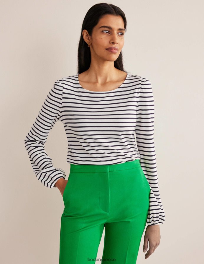 ιβουάρ/ναυτική ρίγα είδη ένδυσης supersoft μακρυμάνικο μπλουζάκι Boden γυναίκες 464PH82278