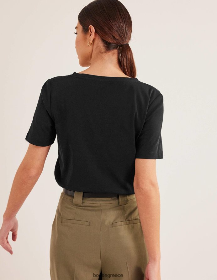 μαύρος είδη ένδυσης τέλειο t-shirt με λαιμόκοψη Boden γυναίκες 464PH82177