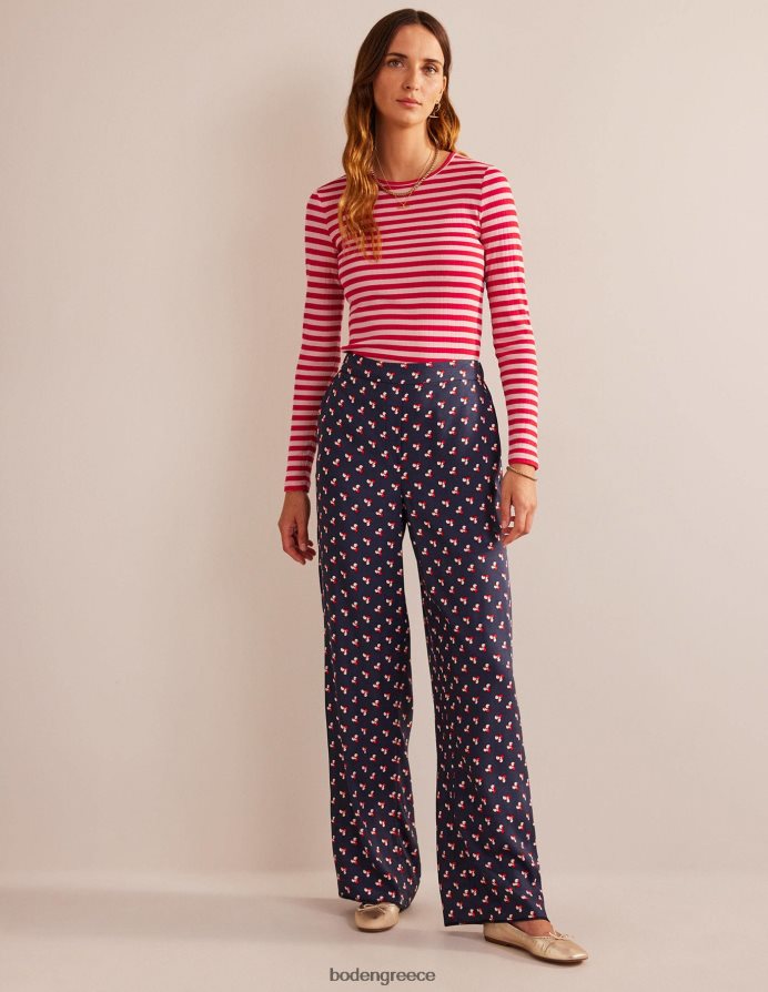 δέρμα ροδάκινου & λωρίδα καυτερής πιπεριάς είδη ένδυσης t-shirt anna rib crew Boden γυναίκες 464PH8194