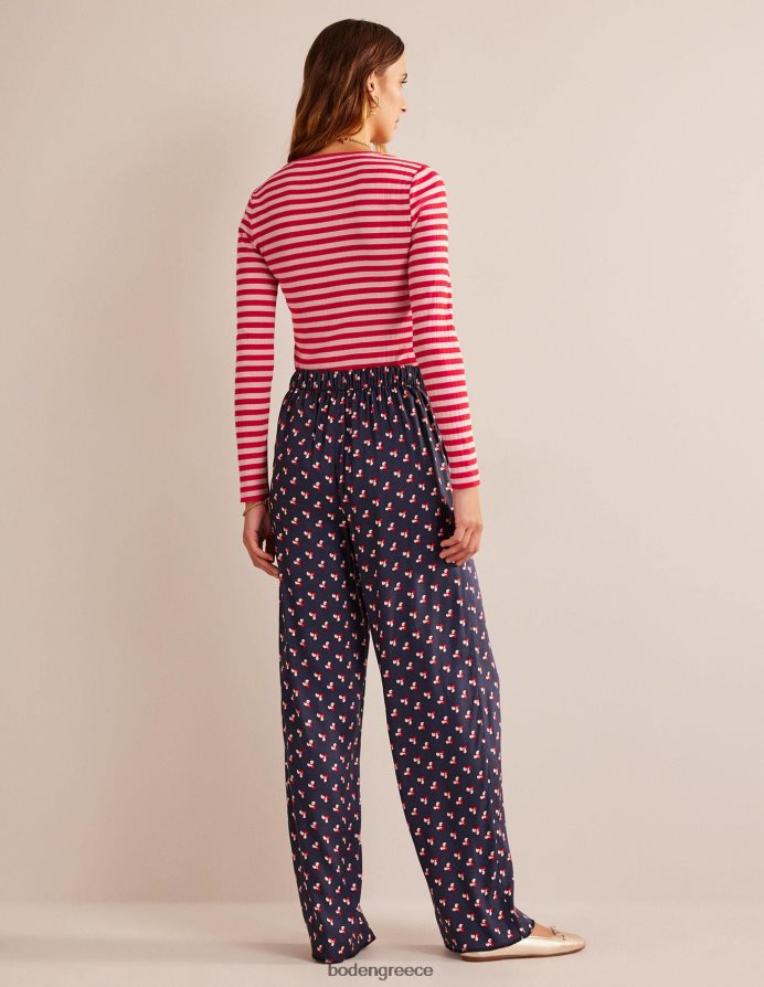 δέρμα ροδάκινου & λωρίδα καυτερής πιπεριάς είδη ένδυσης t-shirt anna rib crew Boden γυναίκες 464PH8194