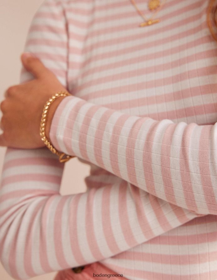 ρίγα από δέρμα ελεφαντόδοντου και ροδάκινου είδη ένδυσης t-shirt anna rib crew Boden γυναίκες 464PH8201