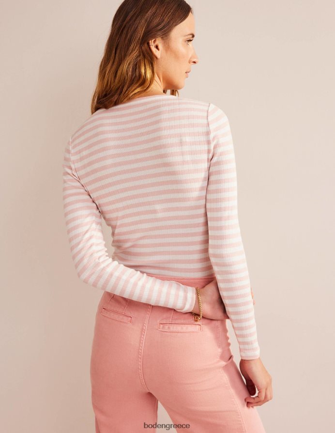 ρίγα από δέρμα ελεφαντόδοντου και ροδάκινου είδη ένδυσης t-shirt anna rib crew Boden γυναίκες 464PH8201