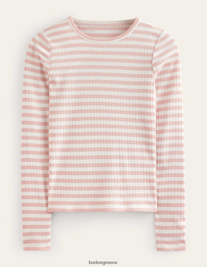 ρίγα από δέρμα ελεφαντόδοντου και ροδάκινου είδη ένδυσης t-shirt anna rib crew Boden γυναίκες 464PH8201