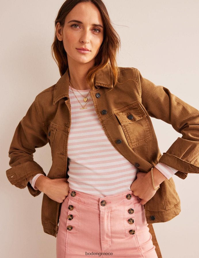 ρίγα από δέρμα ελεφαντόδοντου και ροδάκινου είδη ένδυσης t-shirt anna rib crew Boden γυναίκες 464PH8201