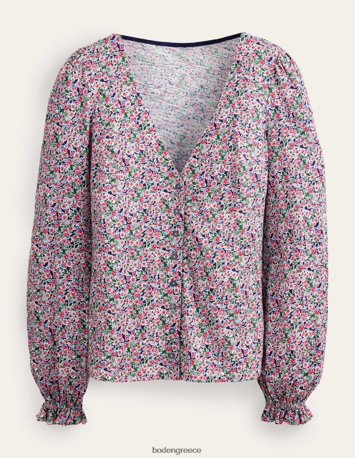 Τουαλέτα πολλαπλών & πετάλων είδη ένδυσης κουμπί μπροστά με λαιμόκοψη v Boden γυναίκες 464PH81705