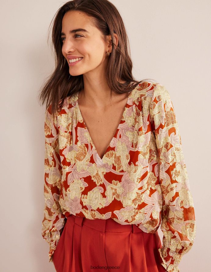 σκουριά & στροβιλισμός παισλεϋ είδη ένδυσης v λαιμόκοψη ζακάρ Boden γυναίκες 464PH81710