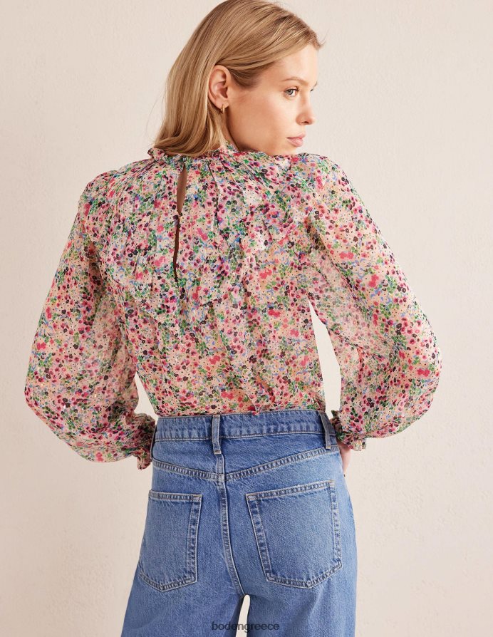 ελεφαντόδοντο & πέταλο γαρδένιας είδη ένδυσης v ζυγός flounce κορυφή Boden γυναίκες 464PH81659