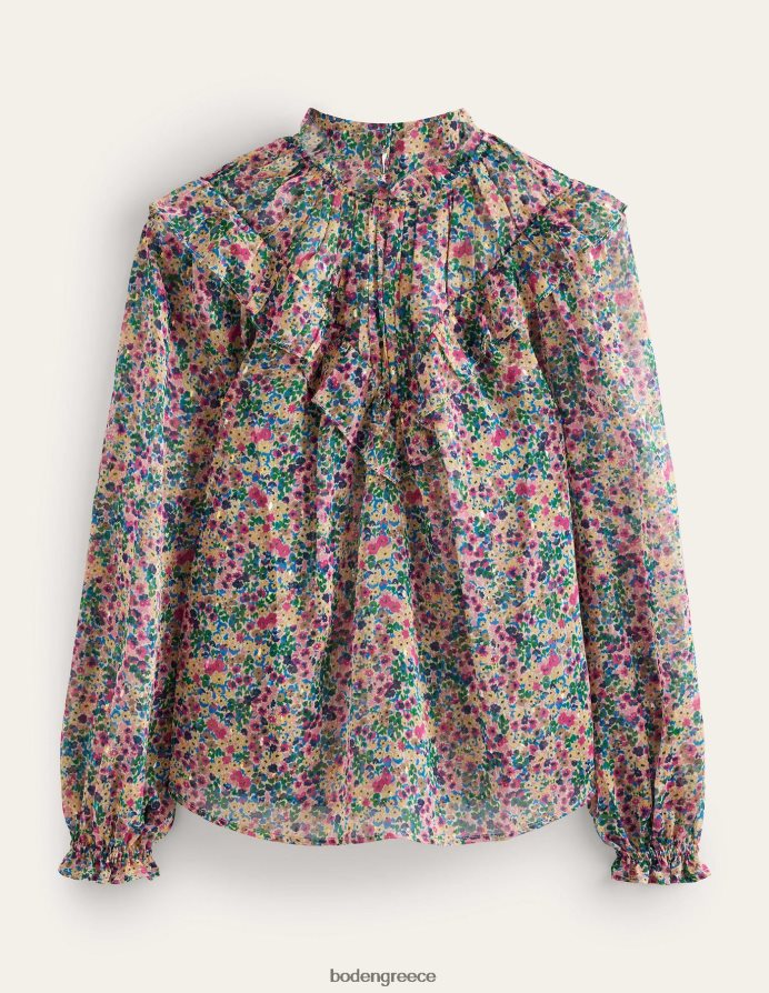 ελεφαντόδοντο & πέταλο γαρδένιας είδη ένδυσης v ζυγός flounce κορυφή Boden γυναίκες 464PH81659