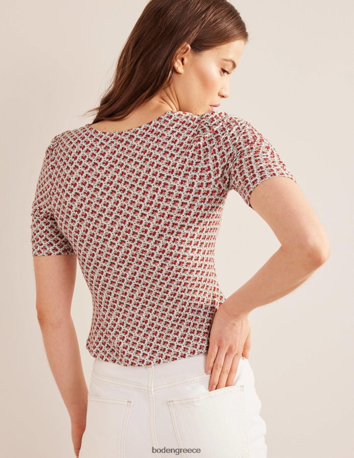 vermillion & ανθισμένο μπουμπούκι είδη ένδυσης μπροστινό εμπριμέ τοπ Boden γυναίκες 464PH81572