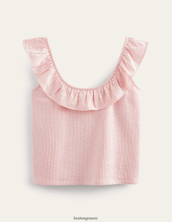 vermillion/λευκή ρίγα είδη ένδυσης seersucker frill ριγέ τοπ Boden γυναίκες 464PH82170