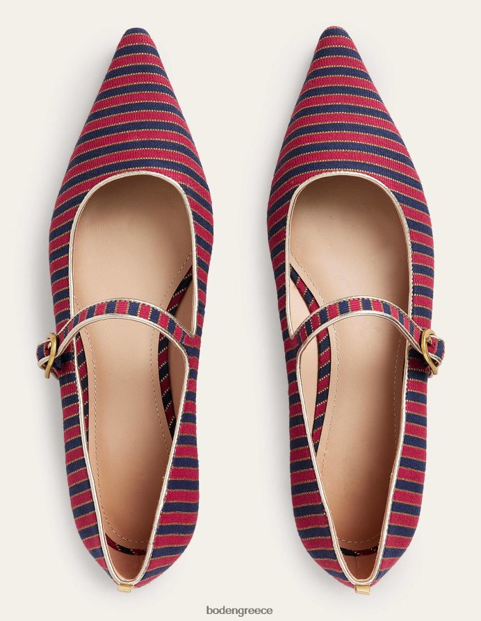 κόκκινη/ναυτική ρίγα είδη υπόδησης παπούτσια με μυτερή μύτη mary jane Boden γυναίκες 464PH82329
