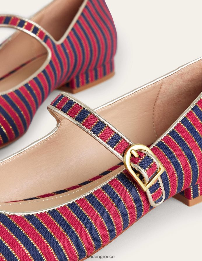 κόκκινη/ναυτική ρίγα είδη υπόδησης παπούτσια με μυτερή μύτη mary jane Boden γυναίκες 464PH82329