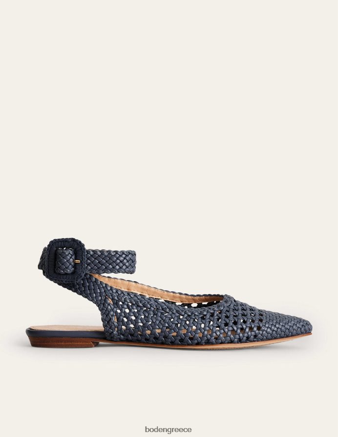 σωματικό μπλε υφαντό δέρμα είδη υπόδησης λουράκι αστράγαλο μυτερό φλατ Boden γυναίκες 464PH82297