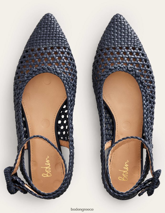 σωματικό μπλε υφαντό δέρμα είδη υπόδησης λουράκι αστράγαλο μυτερό φλατ Boden γυναίκες 464PH82297