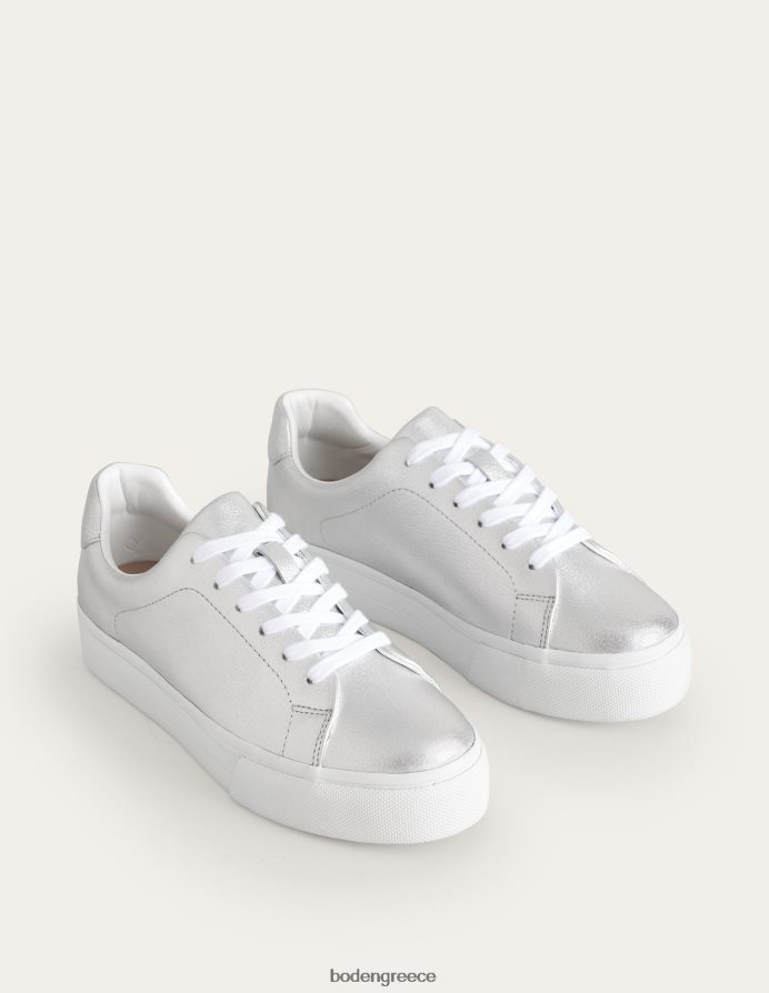 ασημί πτυσσόμενο δέρμα είδη υπόδησης επίπεδοι εκπαιδευτές Boden γυναίκες 464PH8687