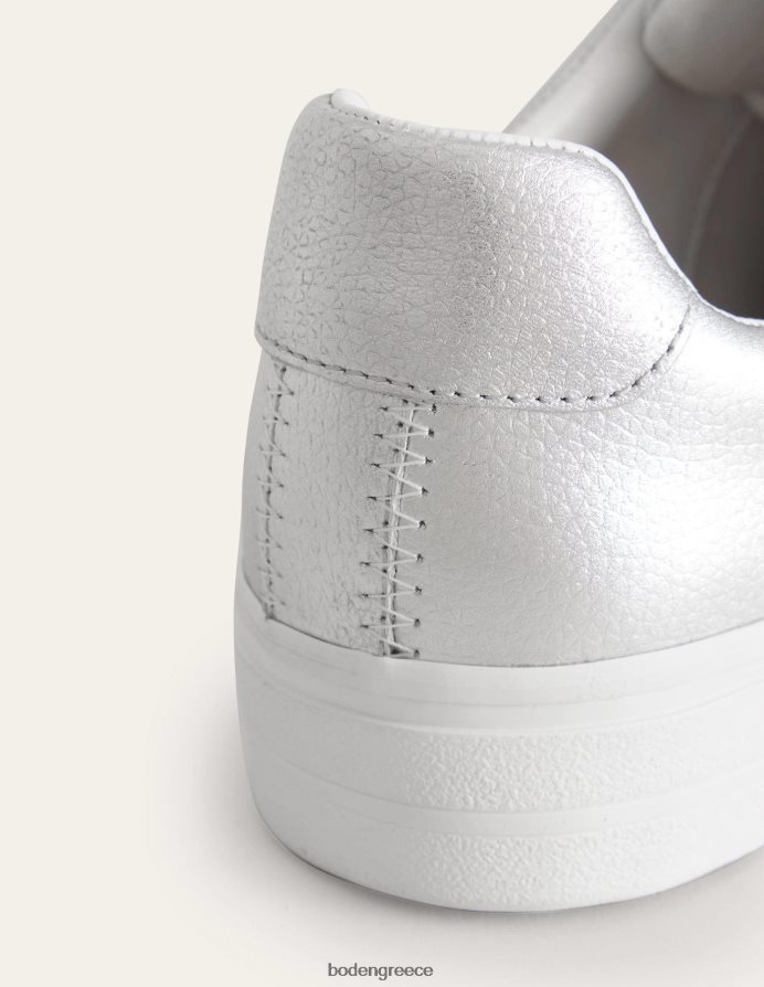 ασημί πτυσσόμενο δέρμα είδη υπόδησης επίπεδοι εκπαιδευτές Boden γυναίκες 464PH8687