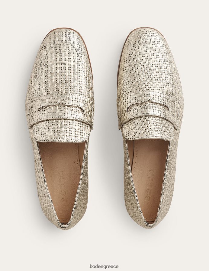 χρυσή ύφανση δέρμα εφέ είδη υπόδησης υφαντά δερμάτινα loafers Boden γυναίκες 464PH82328