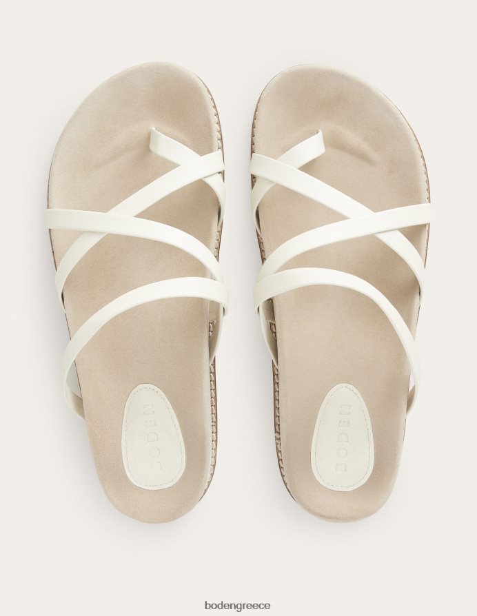 εκρού δέρμα είδη υπόδησης φλατ σανδάλια με πολλά λουράκια Boden γυναίκες 464PH82300