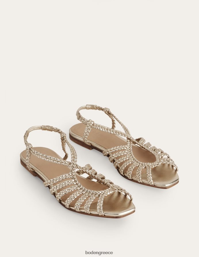 χρυσός είδη υπόδησης υφαντά φλατ σανδάλια με πολλά λουράκια Boden γυναίκες 464PH8688