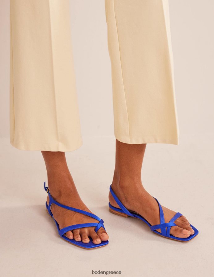 έντονο μπλε σατέν είδη υπόδησης ίσια σανδάλια με θηλιά σατέν Boden γυναίκες 464PH8695