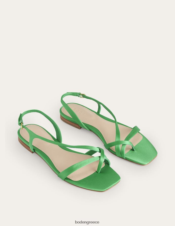 έντονο πράσινο σατέν είδη υπόδησης ίσια σανδάλια με θηλιά σατέν Boden γυναίκες 464PH8699