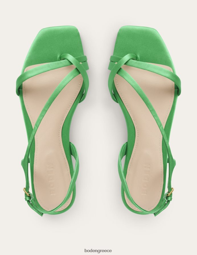 έντονο πράσινο σατέν είδη υπόδησης ίσια σανδάλια με θηλιά σατέν Boden γυναίκες 464PH8699