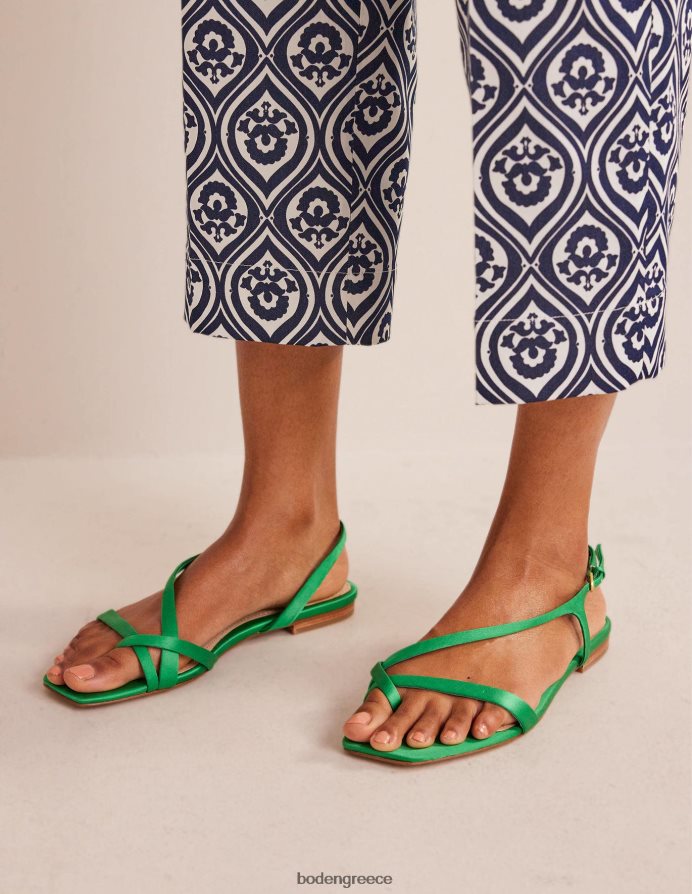 έντονο πράσινο σατέν είδη υπόδησης ίσια σανδάλια με θηλιά σατέν Boden γυναίκες 464PH8699