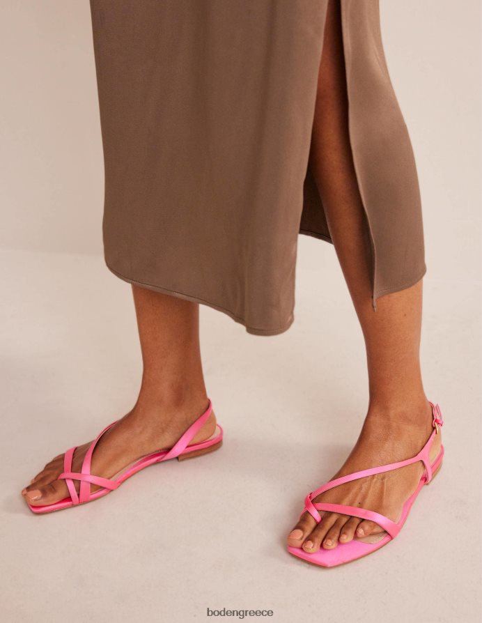 ροζ σατέν του φεστιβάλ είδη υπόδησης ίσια σανδάλια με θηλιά σατέν Boden γυναίκες 464PH8700