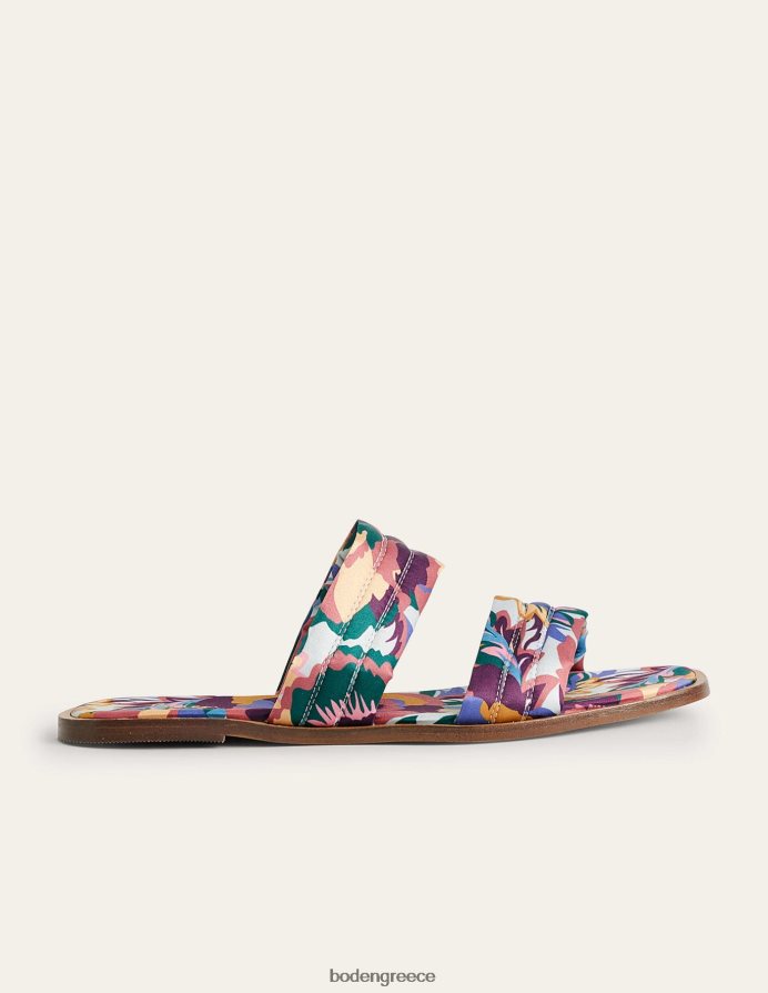 multi & αφηρημένο τριαντάφυλλο είδη υπόδησης εμπριμέ σατέν slide σανδάλια Boden γυναίκες 464PH82356