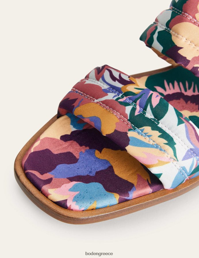 multi & αφηρημένο τριαντάφυλλο είδη υπόδησης εμπριμέ σατέν slide σανδάλια Boden γυναίκες 464PH82356