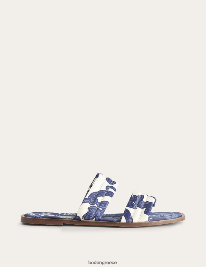 μπλε κορδέλα & paisley δίνη είδη υπόδησης εμπριμέ σατέν slide σανδάλια Boden γυναίκες 464PH82335