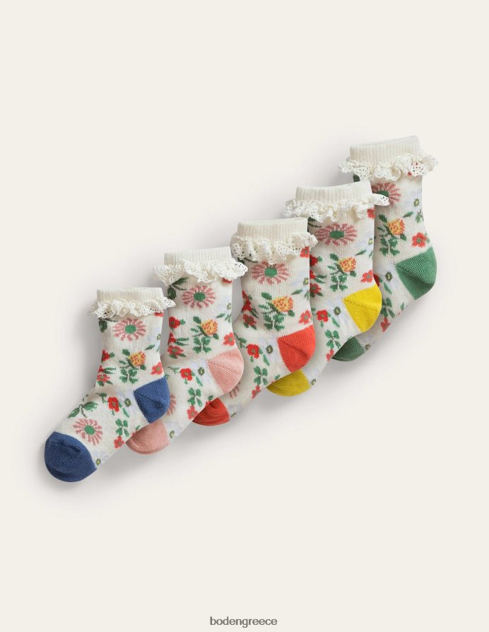 multi floral αξεσουάρ κάλτσες κρουαζιέρες 5 πακέτο Boden κορίτσια 464PH82730