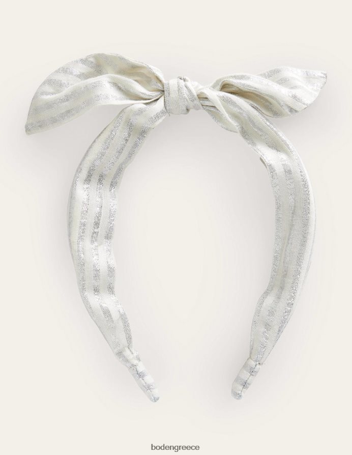 ασημί μεταλλική ρίγα αξεσουάρ φιόγκο κεφαλόδεσμο Boden κορίτσια 464PH82711