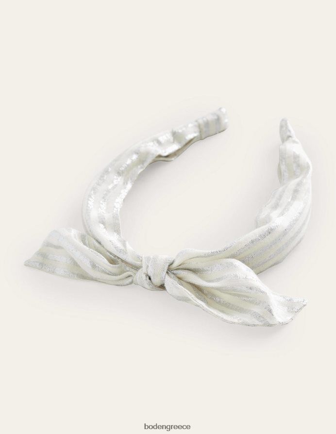 ασημί μεταλλική ρίγα αξεσουάρ φιόγκο κεφαλόδεσμο Boden κορίτσια 464PH82711
