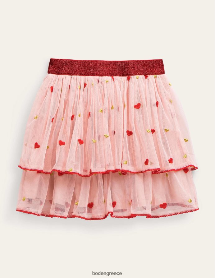 κέντημα ροζ καρδιά είδη ένδυσης κεντημένη τούλινη φούστα Boden κορίτσια 464PH83130